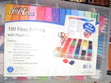 J.&P. COATS 100 PLUS FLOSS BOBBINS WITH PLASTIC STORAGE BOX MULTI COLORS