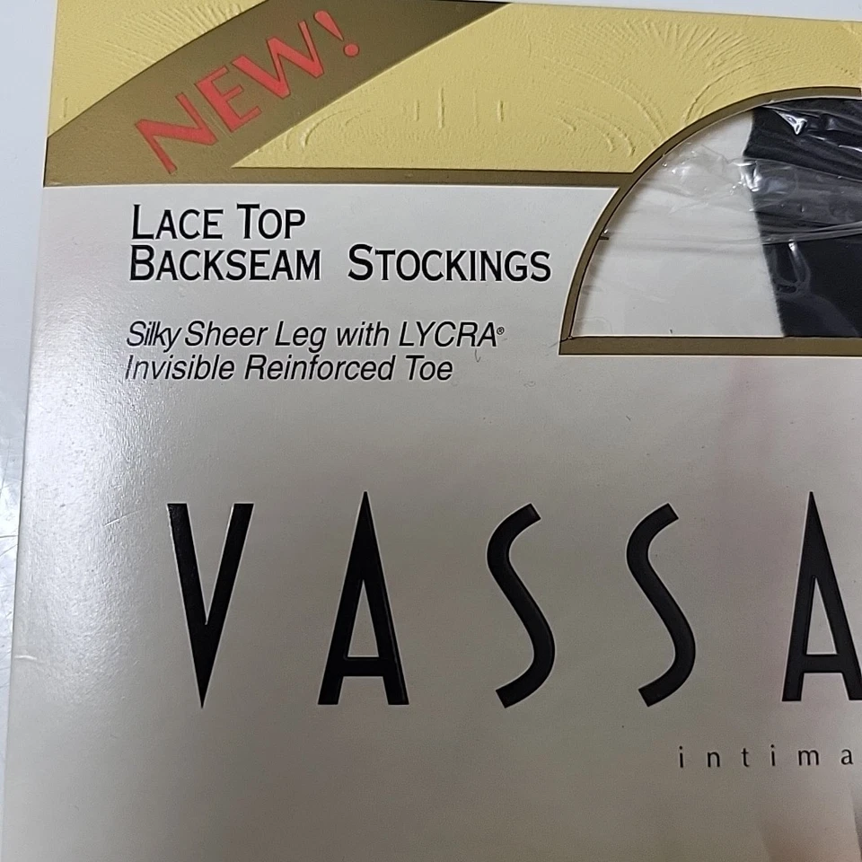 Medias Vassarette negras encaje costura trasera medias medianas 8210 íntimas sedosas Foto 4 de 4