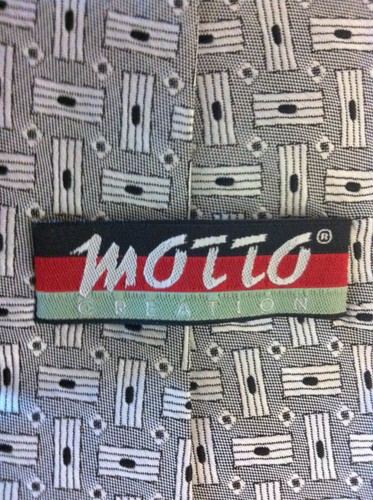 Motto 100 % Silk Tie~Black and White Geometric Design~(#198) - Picture 3 of 4