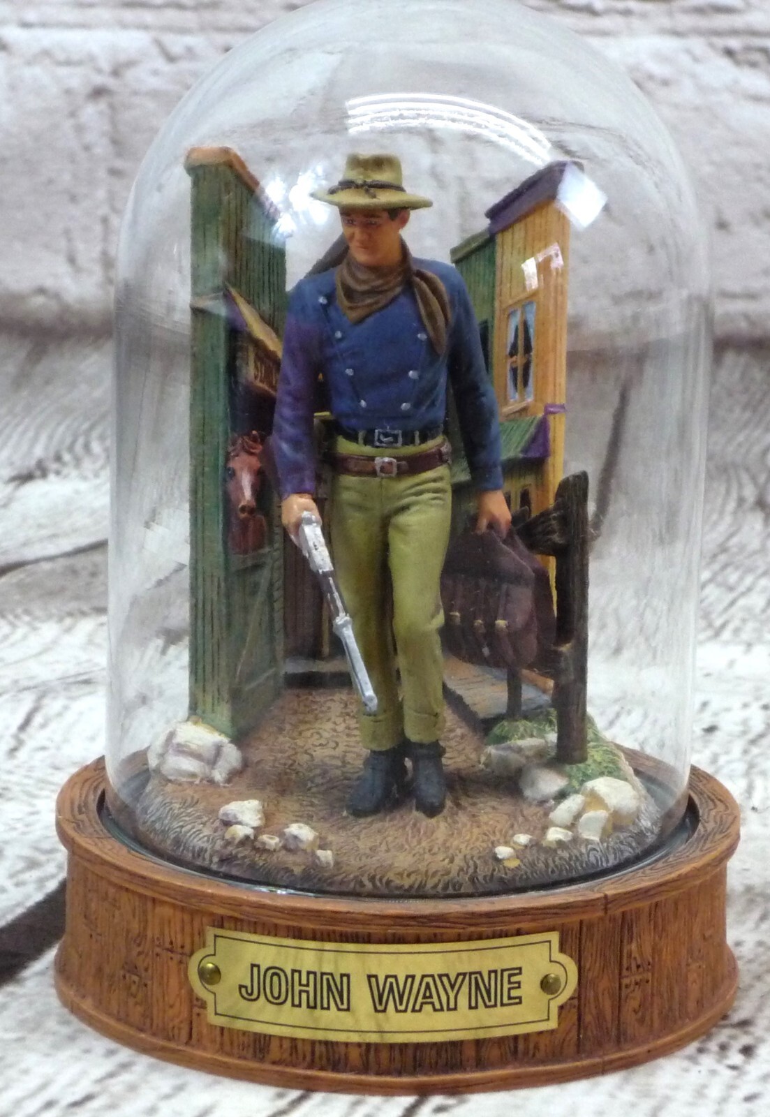 Vintage Franklin Mint John Wayne Glass Domed Shotgun Stable Palace Collectible