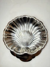 Seashell Serving Tray or Dish, Stainless Steel, Scallop, Pre Owned