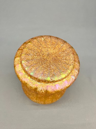 Bohemian Kralik Overshot Amber Iridescent Glass 8 1/2" Biscuit Jar c. 1900 - Picture 17 of 17