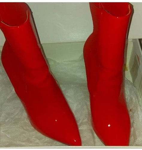 👠😎❤️Steve Madden Rot Lack Stiletto Stiefel Größe 6 Neu Mit Karton - Bild 2 von 5