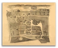 Bird's Eye View 1891 Peekskill-on-the-Hudson New York Vintage City Map - 20x24