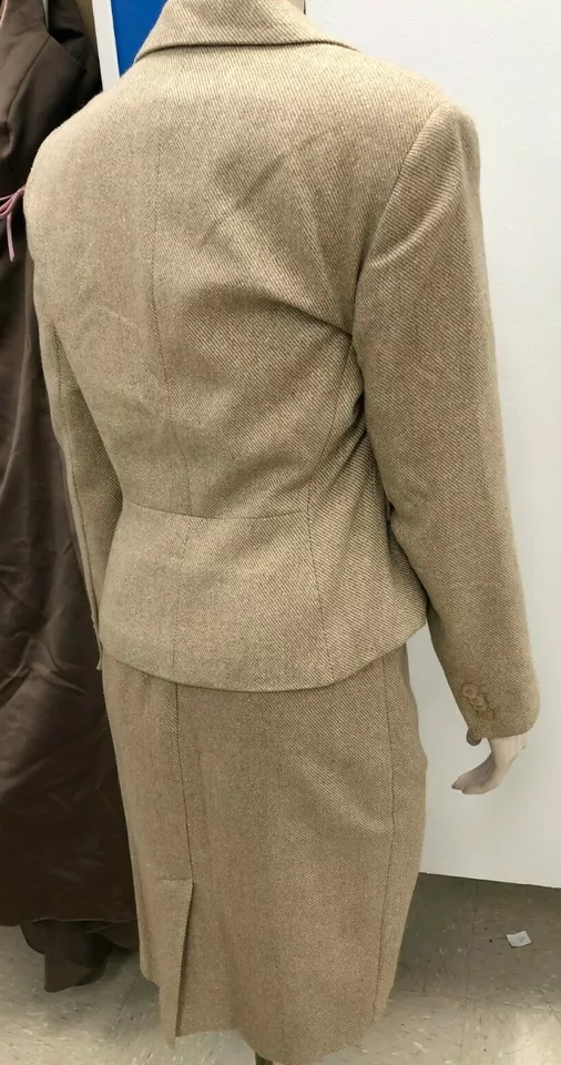 Tailor B. Moss Talla 6 Tostado Falda Lápiz Chaqueta Mujer MCM Traje 2 piezas Años 60 Foto 4 de 4