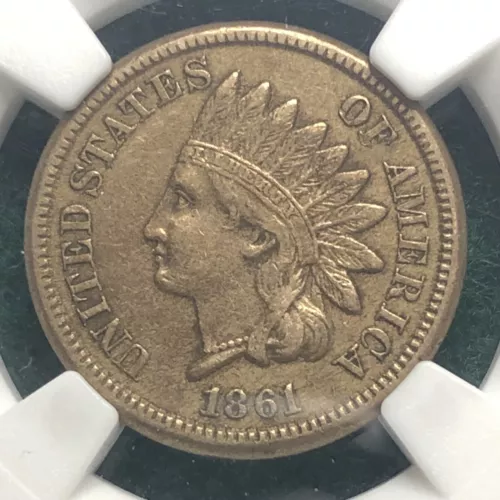 1861 Indian Head Cent, NGC AU 53, Copper-Nickel, Strong Coin