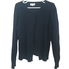 Lapis Girl Flower Button Black Cardigan Sweater Size 6