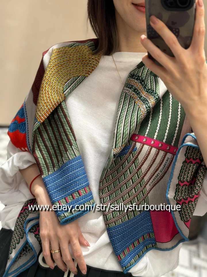 Шарф Sallys 70% кашемир 30% шелк с геометрическим принтом шаль с двойным лицом 53 дюйма - Изображение 4 из 4