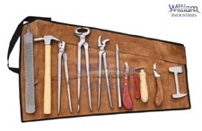 10 Pcs Horse Farrier Hoof Grooming Shoe Care Tools Kit with Carry Bag
