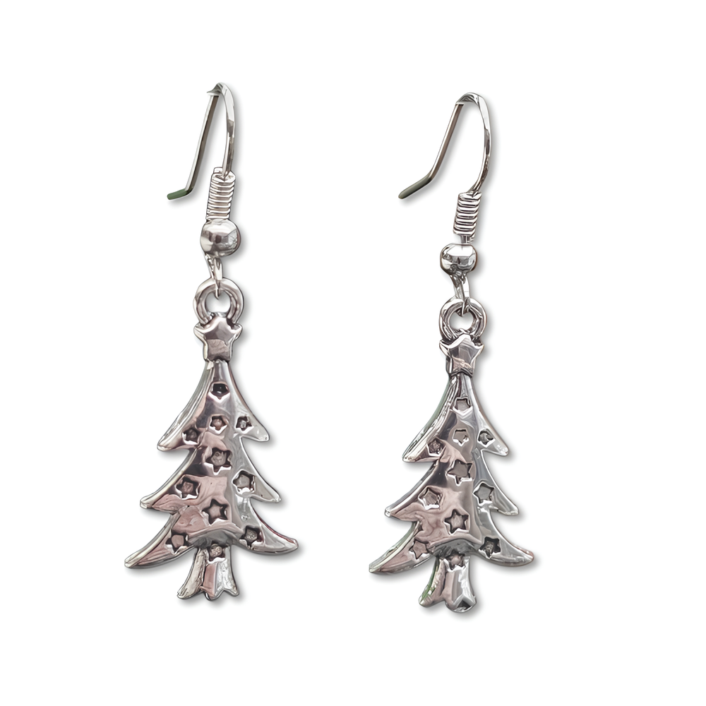Christmas Tree Earrings Xmas Yuletide Party Fun Quirky Drop Dangle Jewellery