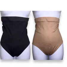 Set Of Two Shapewear Bottoms Medium Fitted Compression Tan Black High Waist