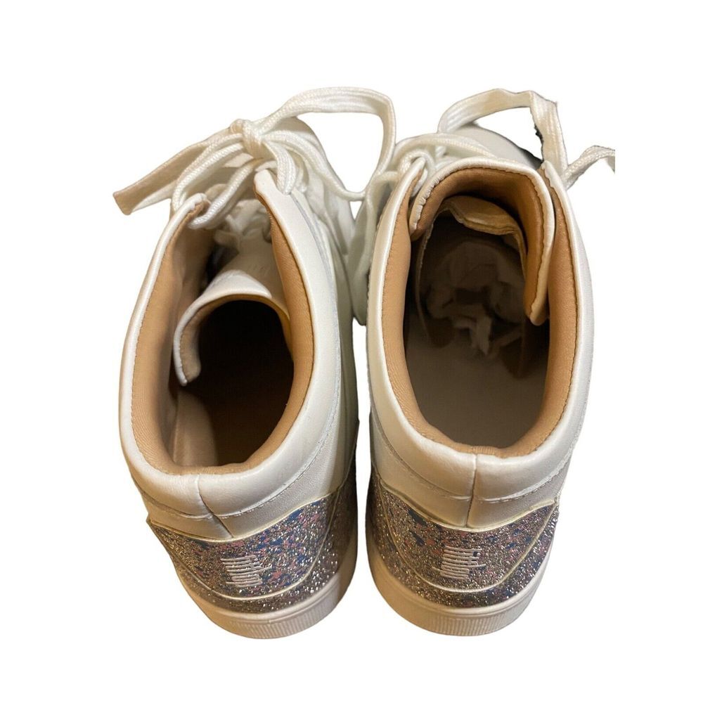 New FitFlop Womens White Rally Glitter High Top Sneaker Sz 8 image 7