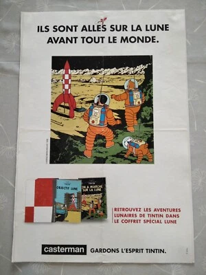 Affiche originale - CASTERMAN – TINTIN – coffret spécial Lune – 40 x 60 cm - Photo 1/4