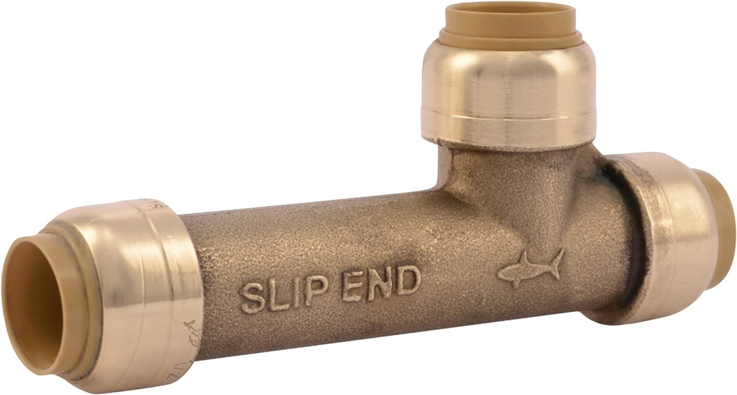 SharkBite 1/2 x 1/2 x 1/2 FNTP Copper/CPVC Slip Tee Push Fitting Brass U3482LFA