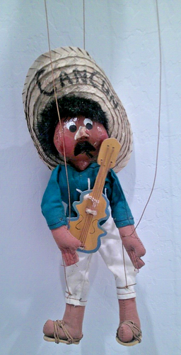 Vintage! Marionette Mexican Mariachi Puppet Man Playing Guitar Cancun Mexico Toy - Picture 8 of 10