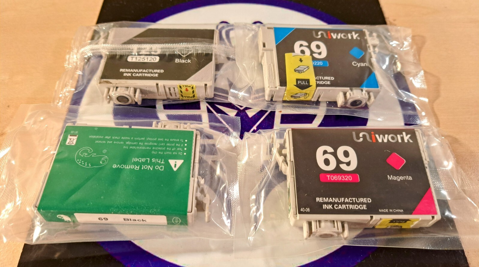 LOT UNIWORK BLACK CYAN MAGENTA INK CARTRIDGE EPSON STYLUS C120 CX5000