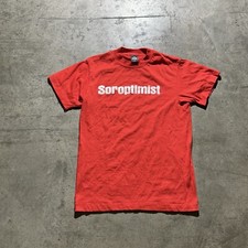Vintage 80s Single Stitch Made In USA Soroptimist Shirt Women’s Size M Red