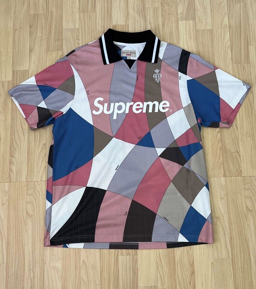 SS21 Supreme x Emilio Pucci soccer jersey dusty pink size L large short  sleeve