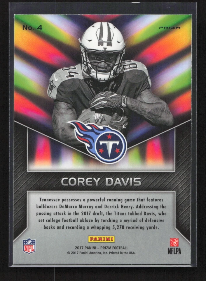 2017 Panini Prizm Instant Impact Silver Prizm Corey Davis RC #4 Tennessee Titans - Image 2 of 2
