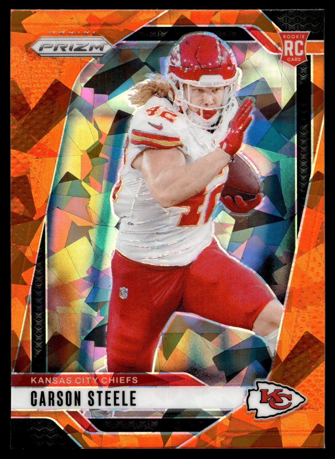 2024 Panini Prizm Prizms Orange Ice #377 Carson Steele Kansas City Chiefs