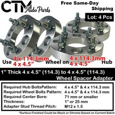 4x 1 Thick 4x4.5 4x114.3mm Wheel Spacer Adapter Fit 4lug Acura Honda Hyundai