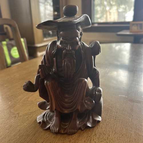 Antique Large Chinese Carved Wood Figure Statue.