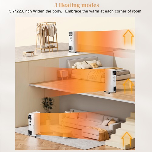 1500W Oil-Filled Radiator Heater Portable Electric Space Heater 3 Heat Setting - Bild 15 von 20