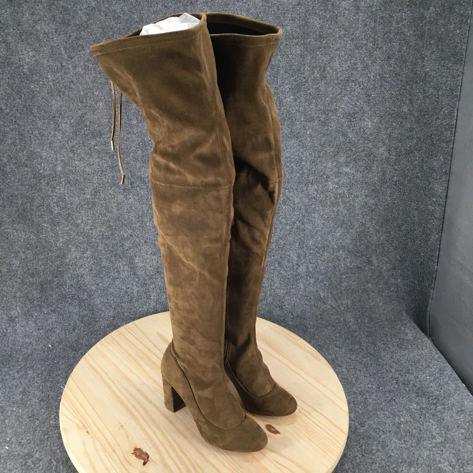 Botas Liliana para mujer 10 Kenzy por encima de la rodilla verdes punta redonda informales tacones en bloque Foto 3 de 4