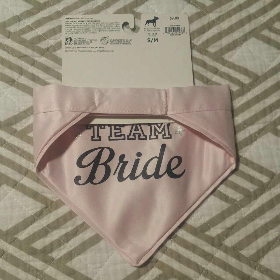 Nuevo con etiquetas Pañuelo Petco S/M Dama de Honor/Equipo Novia Perro Boda Rosa Reversible Foto 2 de 4