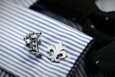 Classic Matt Finish Pure 925 Solid Silver Fleur De Lis Design Wedding Cufflinks
