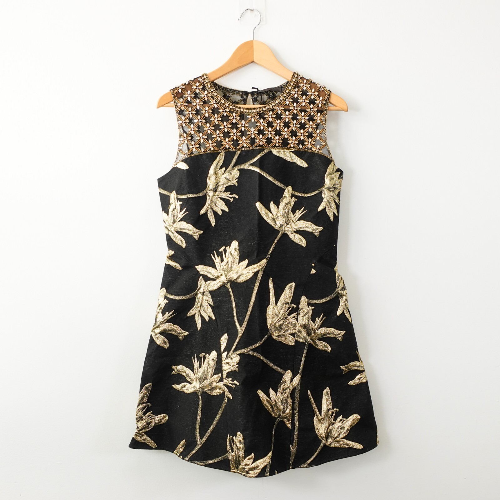 Gold Jacquard Sleeveless Trapeze Cocktail Dress by AMEN COUTURE NWT $1462-image