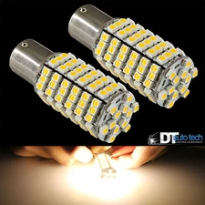4X 1156 BA15S RV Trailer 12V LED Lights Bulbs 120 SMD Warm White