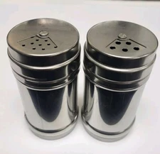 2 Pc Salt/Pepper/Spice Shakers Set Stainless Steel