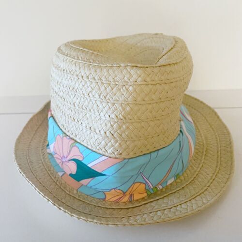 NWT CaraMia vibrant blue orunded sun hat, with ribbon, bows 