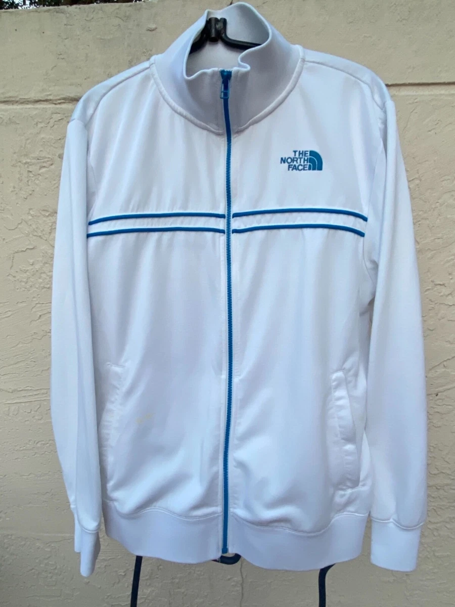 Representación bendición celestial VINTAGE THE NORTH FACE WHITE W/ BLUE STRIPE TRACK SPORT ZIP UP JACKET MENS  SZ M | eBay