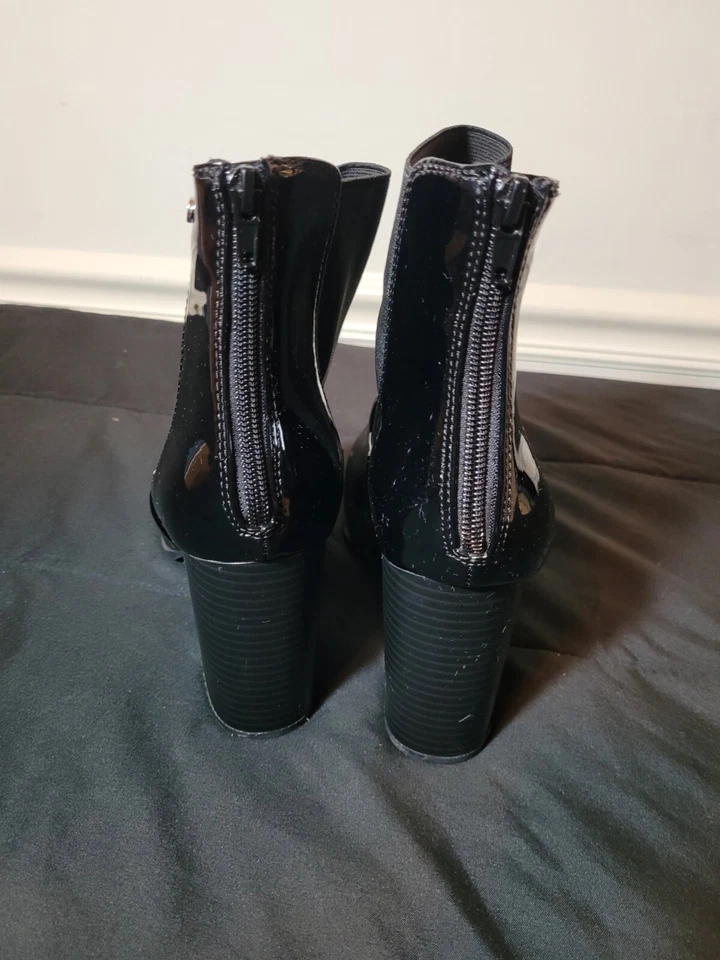 Zapatos Lane Bryant para mujer 10 anchos negros tacón bloque 4" cuero de paciente puntiagudo Foto 4 de 4