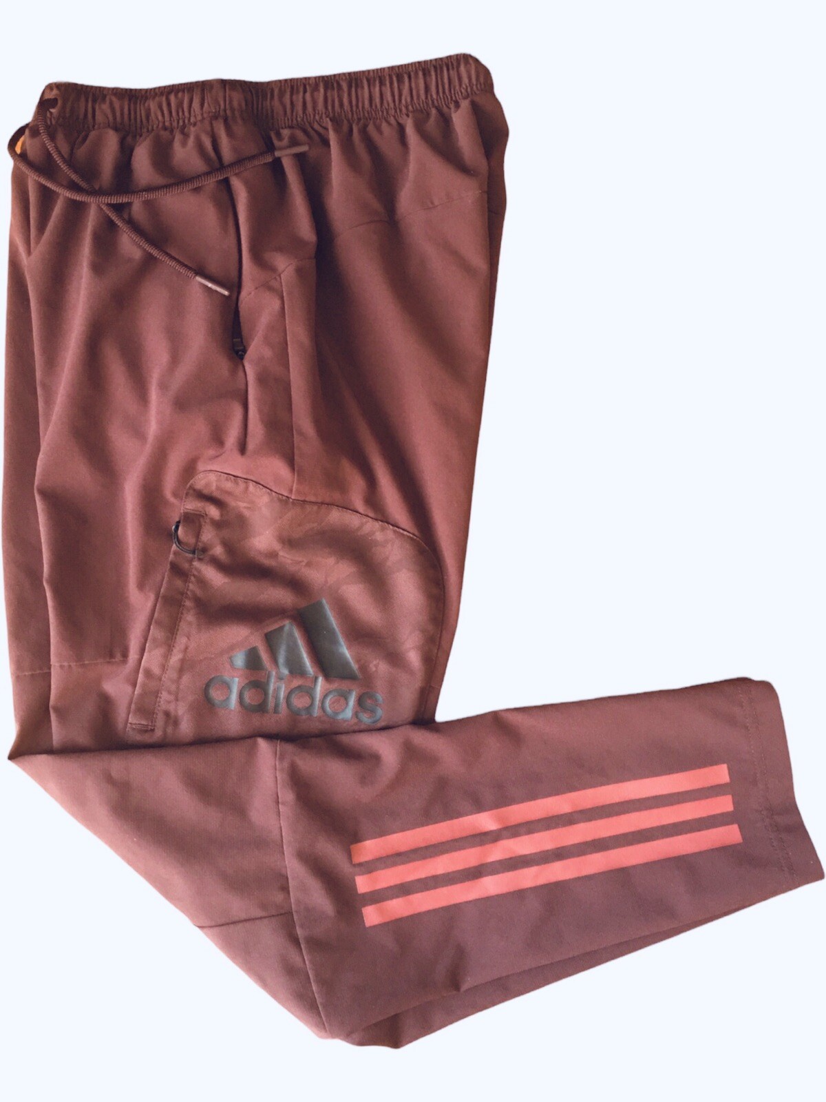Adidas Burgundy/ Maroon windbreaker pants Firestrike Camouflage Pocket  Sz M thumbnail 2