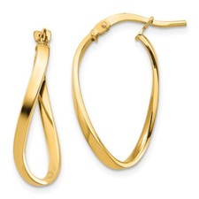 14k Yellow Gold Polished 2mm Wavy Hoop Earrings L-24.45 mm, W-13.5 mm 0.96 gram