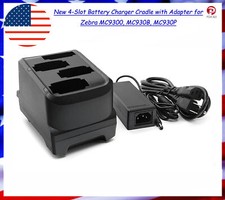 New 4-Slot Battery Charger Cradle with Adapter for Zebra MC9300, MC930B, MC930P