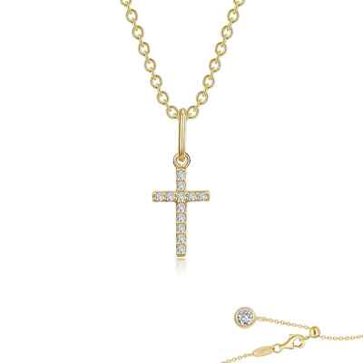 BRAND NEW Lafonn Gold Plated 0.4 CTW Mini Cross Pendant Necklace N0237CLG20