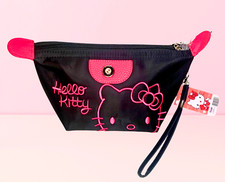 Sanrio Hello Kitty Black  Pink Cosmetic Bag Makeup Purse Beauty Storage Tote
