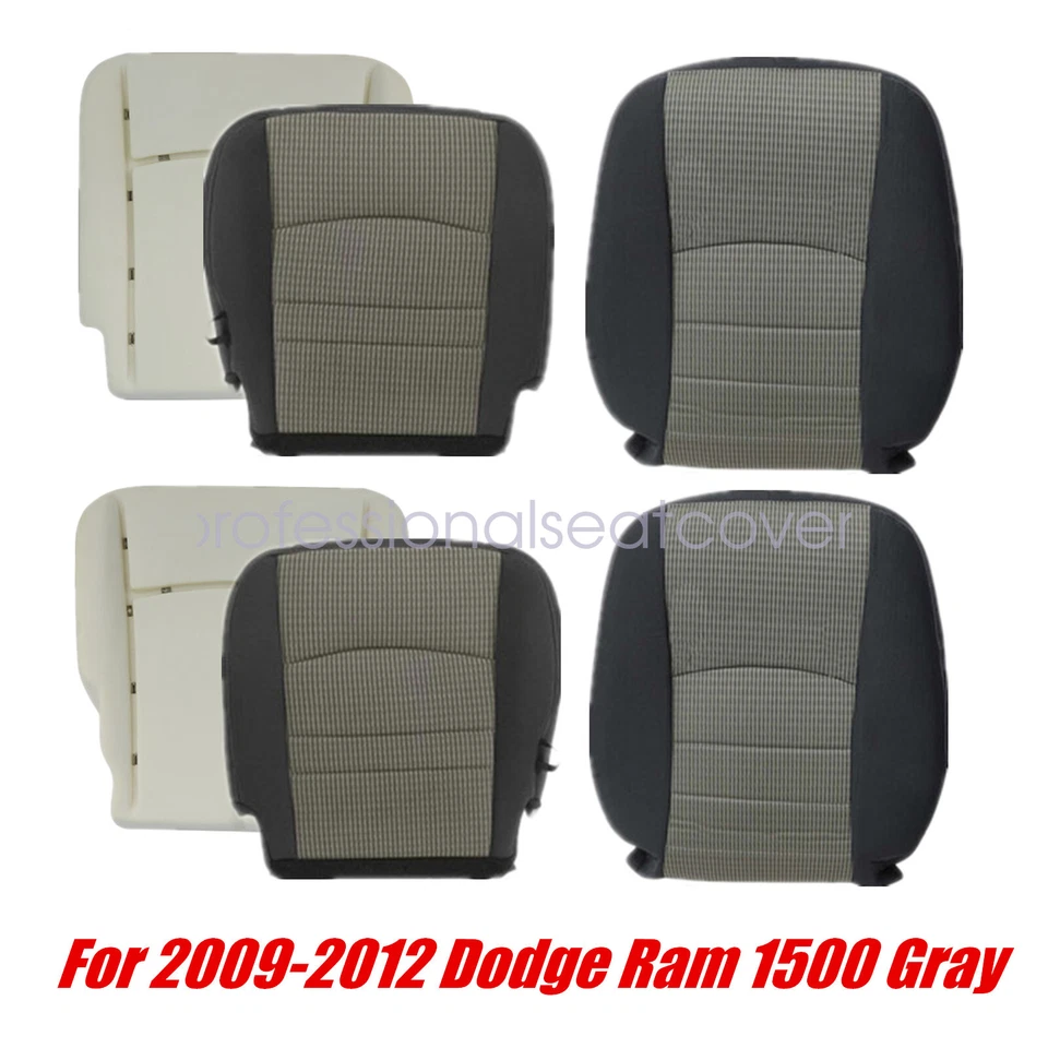 Cubierta de asiento de tela delantera gris con cojín de espuma para Dodge Ram 2500 2009-2012 Foto 3 de 4