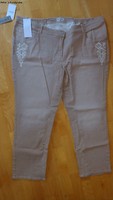 ★ Ulla Popken ★ 56 ~ Jeans Mit Etno-Stickerei ~ Beige ~ Slim Legs ~ Neu
