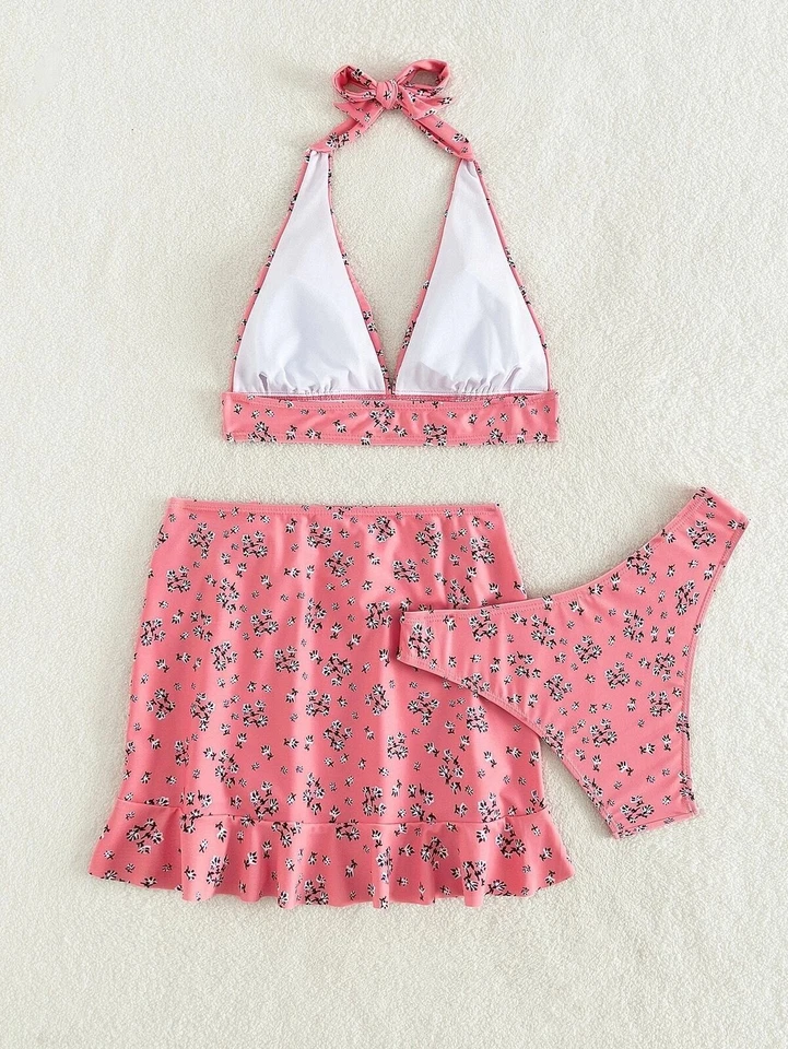 3pcs Pop Women Bikini Swim Skirt Set SwimsuiT Holiday Beachwear Swimming Costume - Image 4 of 4