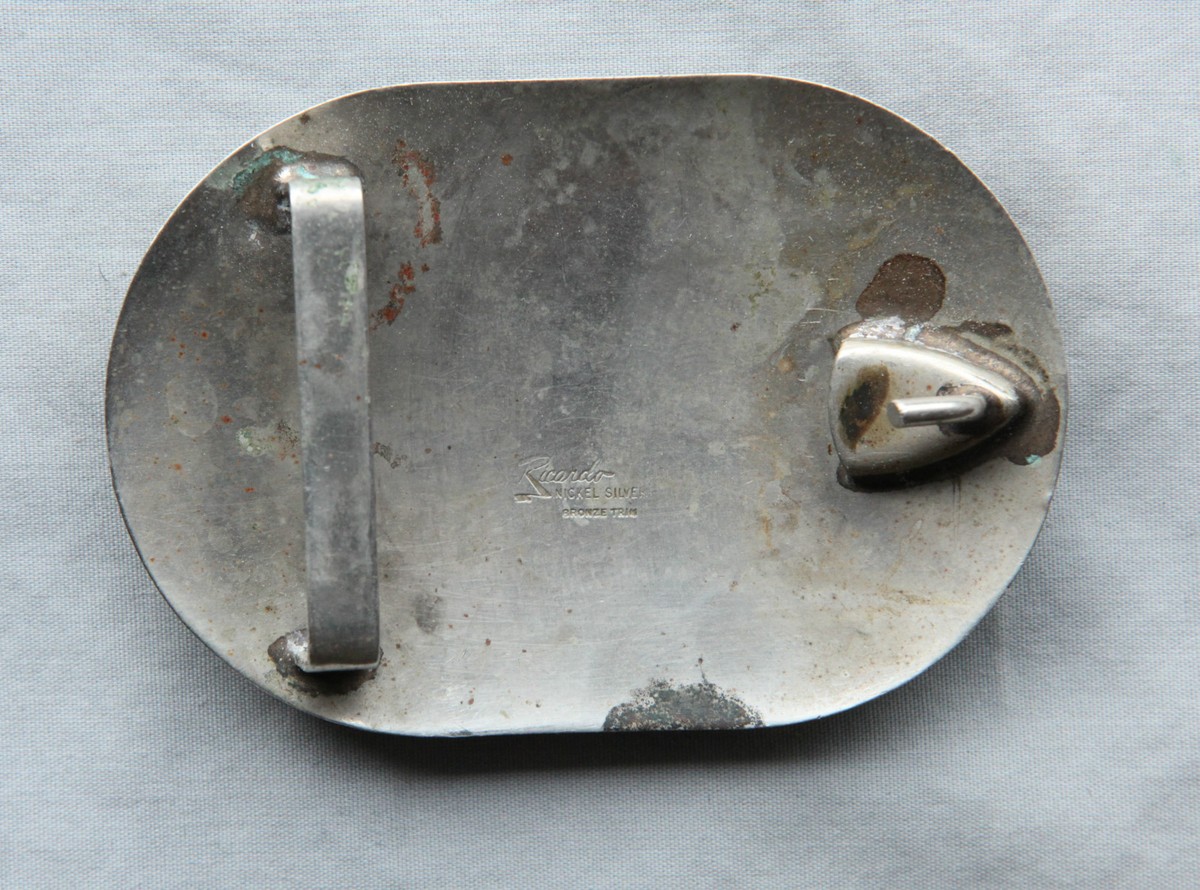 1960s Don Ricardo Western Saddle Horse vintage nickel silver buckle Vintage Ricardo Nickel Silver Cowboy Cowgirl Horse & Saddle  main image 2