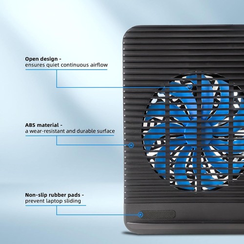 Ergonomic Laptop Cooler with Dual USB Ports & Ultra-Quiet Fans - Fits 11-17" - 第 4/9 張圖片