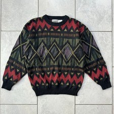 Vintage Geometric Colorful Crewneck Sweater Knit Men  s Medium Abstract 90s