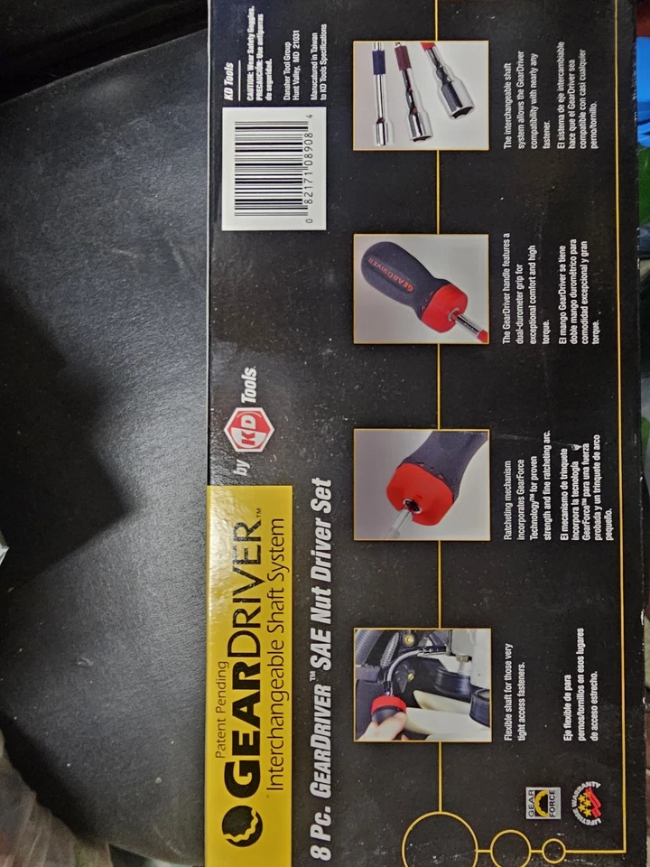 Sistema de eje intercambiable KD/GearDriver, parte #8908, juego de destornilladores de tuercas SAE de 8 piezas Foto 2 de 2