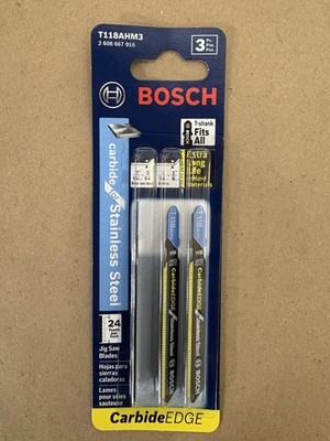 Bosch T118AHM3 3 pc. 3-1/4 in. 24 TPI Carbide Edge for Stainless Steel T-Shank