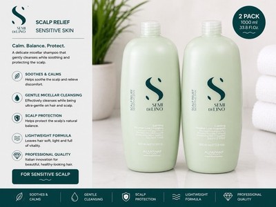 Alfaparf Semi Di Lino Scalp Relief Calming Shampoo 33.8 Fl.Oz Duo Pack